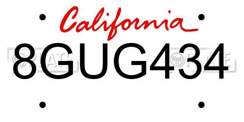 8GUG434 California License Plate