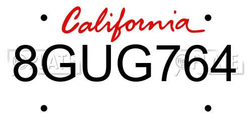 8GUG764 California License Plate