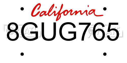 8GUG765 California License Plate