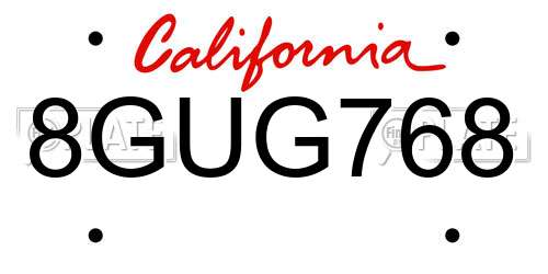 8GUG768 California License Plate