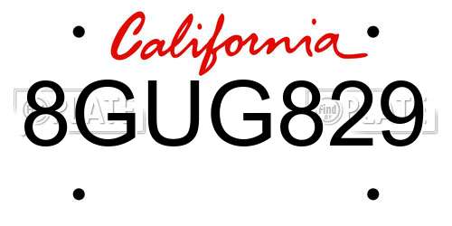 8GUG829 California License Plate