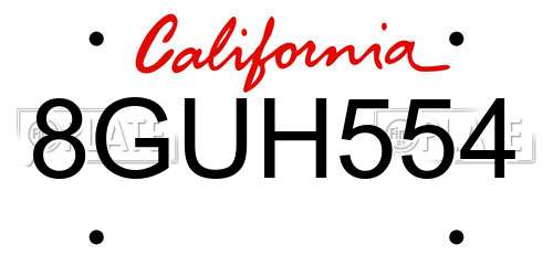 8GUH554 California License Plate