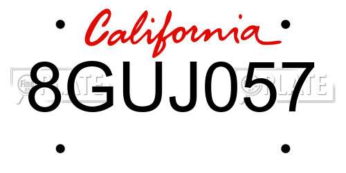 8GUJ057 California License Plate