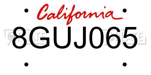 8GUJ065 California License Plate