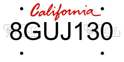 8GUJ130 California License Plate