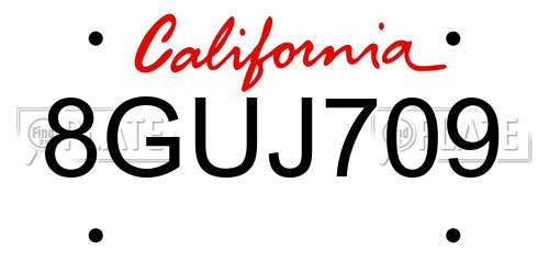8GUJ709 California License Plate