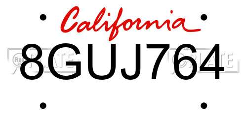 8GUJ764 California License Plate