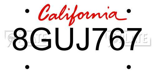 8GUJ767 California License Plate