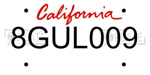 8GUL009 California License Plate