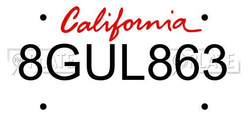 8GUL863 California License Plate