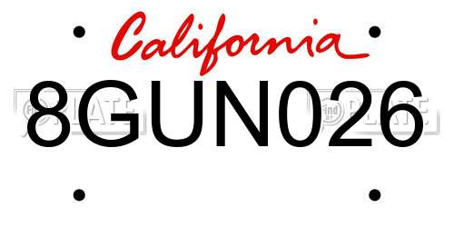 8GUN026 California License Plate