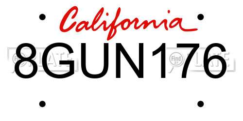 8GUN176 California License Plate