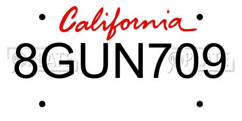 8GUN709 California License Plate
