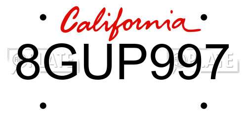 8GUP997 California License Plate
