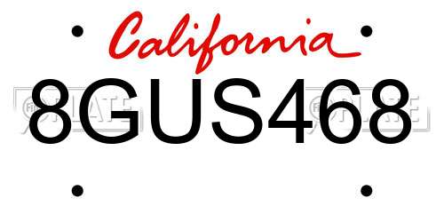 8GUS468 California License Plate