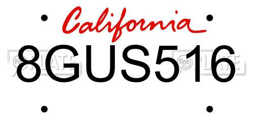 8GUS516 California License Plate