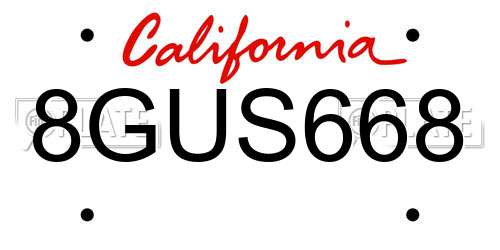 8GUS668 California License Plate