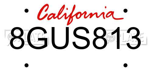8GUS813 California License Plate