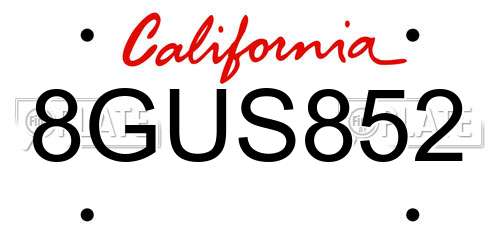 8GUS852 California License Plate