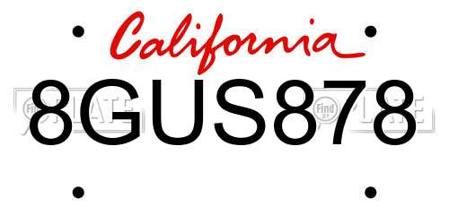 8GUS878 California License Plate