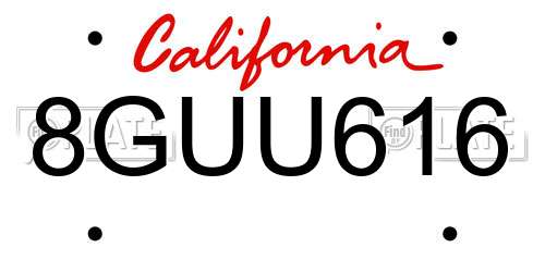 8GUU616 California License Plate