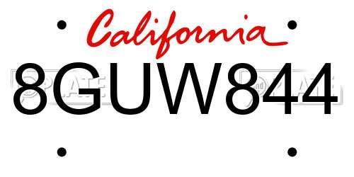 8GUW844 California License Plate