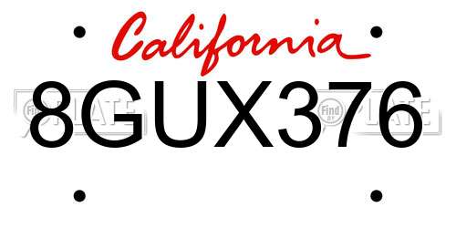 8GUX376 California License Plate