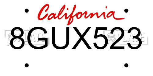 8GUX523 California License Plate