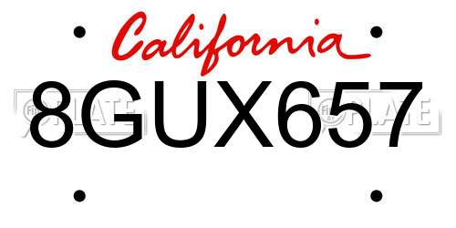 8GUX657 California License Plate