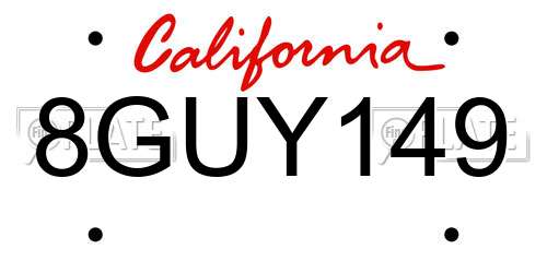 8GUY149 California License Plate