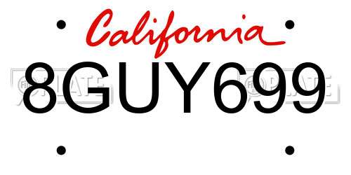 8GUY699 California License Plate