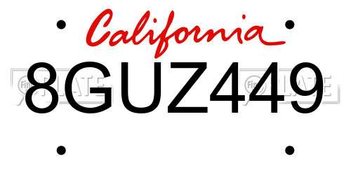8GUZ449 California License Plate