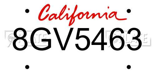 8GV5463 California License Plate