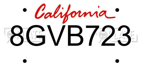 8GVB723 California License Plate