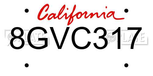 8GVC317 California License Plate