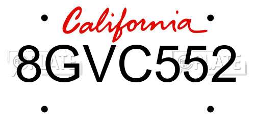8GVC552 California License Plate