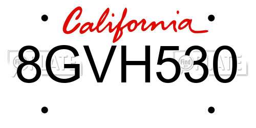 8GVH530 California License Plate