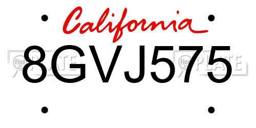 8GVJ575 California License Plate