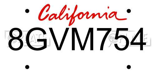 8GVM754 California License Plate