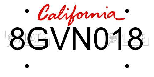 8GVN018 California License Plate
