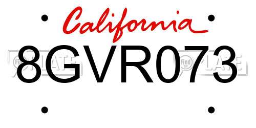 8GVR073 California License Plate