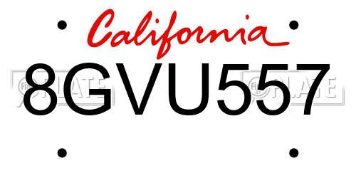 8GVU557 California License Plate
