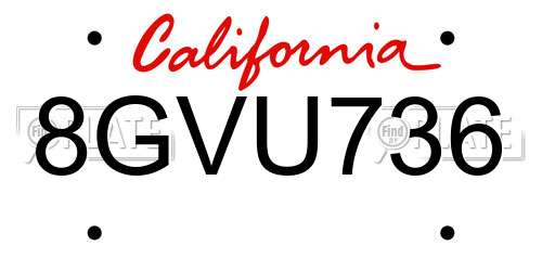 8GVU736 California License Plate