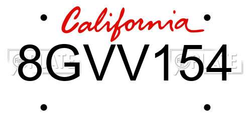 8GVV154 California License Plate