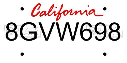 8GVW698 California License Plate