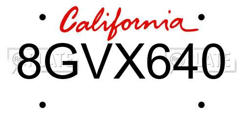 8GVX640 California License Plate
