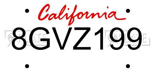 8GVZ199 California License Plate