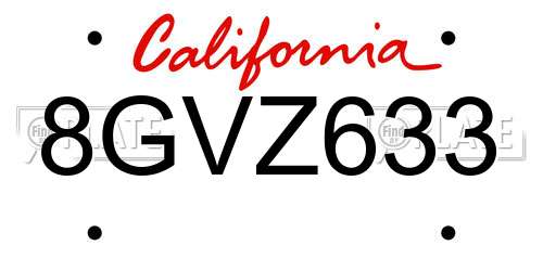 8GVZ633 California License Plate