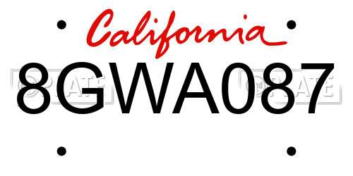 8GWA087 California License Plate