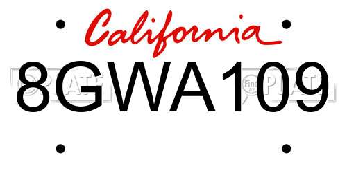 8GWA109 California License Plate